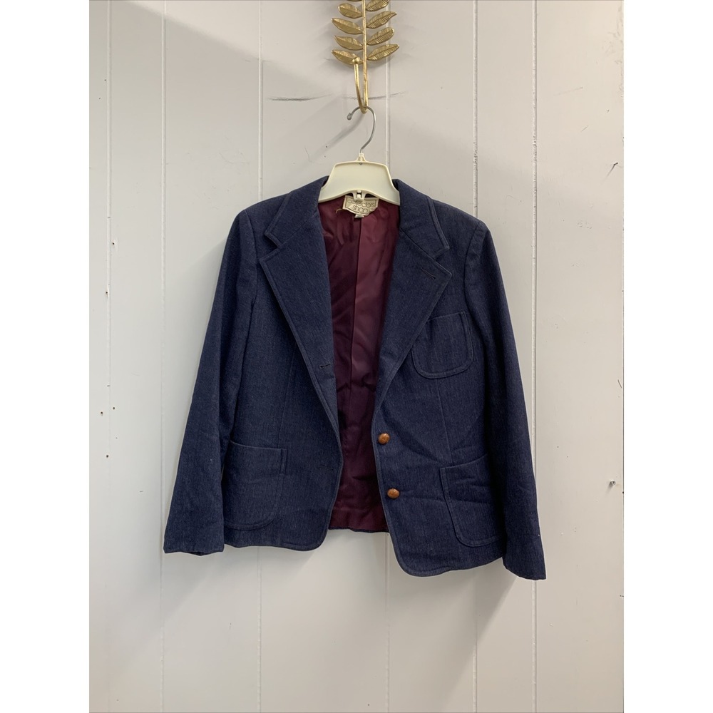Vintage Nordstrom Blazer Womens 12 Dark Blue Collectors Shop Top Coat Button‎